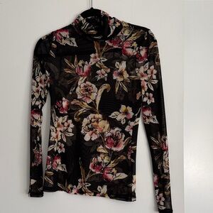 Rachel Roy Sheer Floral Long Sleeve Women's Top